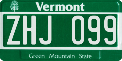 VT license plate ZHJ099