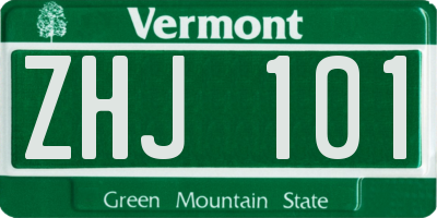 VT license plate ZHJ101