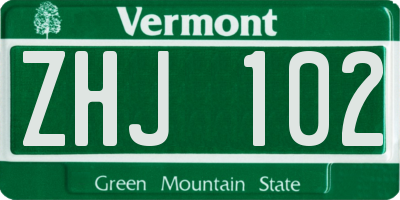 VT license plate ZHJ102