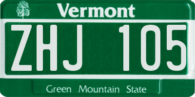 VT license plate ZHJ105