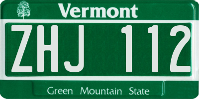 VT license plate ZHJ112