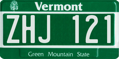 VT license plate ZHJ121