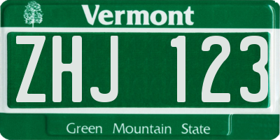 VT license plate ZHJ123