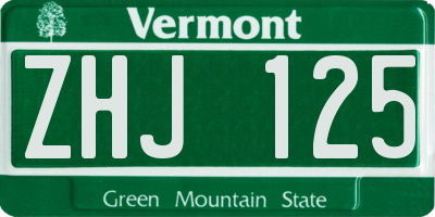 VT license plate ZHJ125