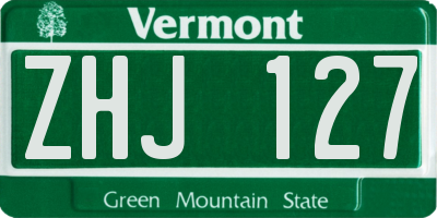 VT license plate ZHJ127