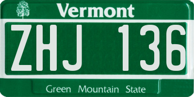 VT license plate ZHJ136