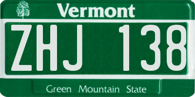 VT license plate ZHJ138