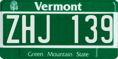 VT license plate ZHJ139