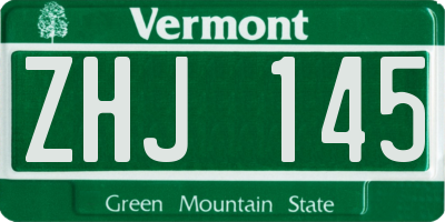 VT license plate ZHJ145