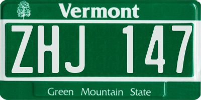 VT license plate ZHJ147