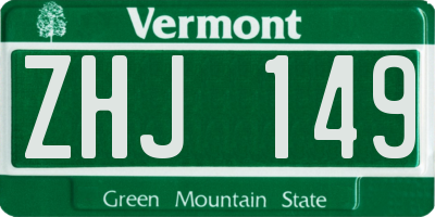 VT license plate ZHJ149