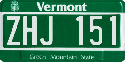 VT license plate ZHJ151
