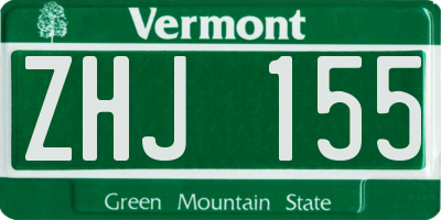 VT license plate ZHJ155
