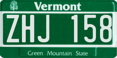 VT license plate ZHJ158