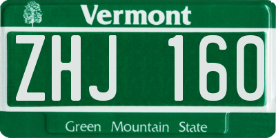 VT license plate ZHJ160