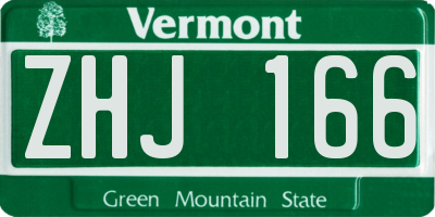 VT license plate ZHJ166