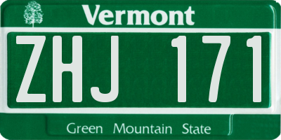 VT license plate ZHJ171