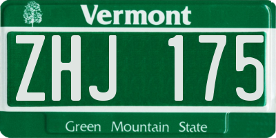VT license plate ZHJ175