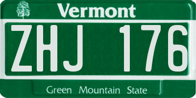 VT license plate ZHJ176