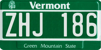 VT license plate ZHJ186