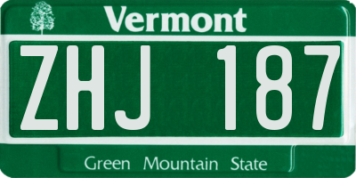 VT license plate ZHJ187
