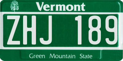 VT license plate ZHJ189