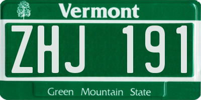 VT license plate ZHJ191