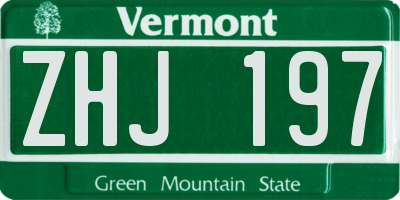 VT license plate ZHJ197