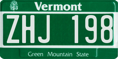 VT license plate ZHJ198