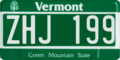 VT license plate ZHJ199