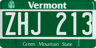 VT license plate ZHJ213