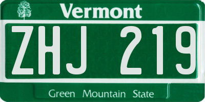 VT license plate ZHJ219