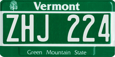 VT license plate ZHJ224