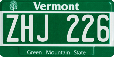 VT license plate ZHJ226