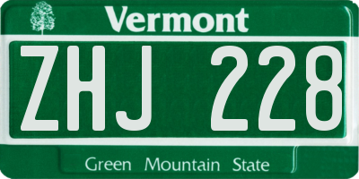 VT license plate ZHJ228