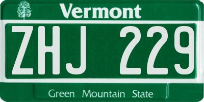 VT license plate ZHJ229