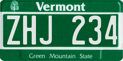 VT license plate ZHJ234