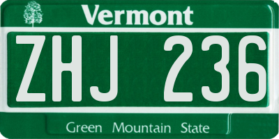 VT license plate ZHJ236