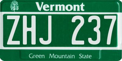 VT license plate ZHJ237