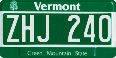 VT license plate ZHJ240