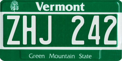 VT license plate ZHJ242