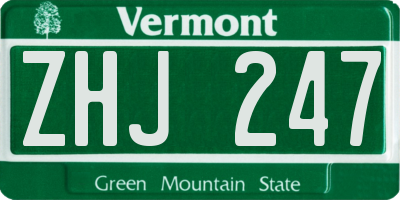 VT license plate ZHJ247