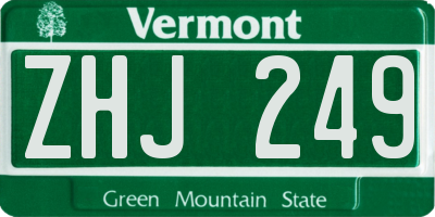 VT license plate ZHJ249