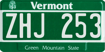VT license plate ZHJ253