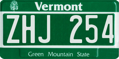 VT license plate ZHJ254