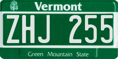 VT license plate ZHJ255