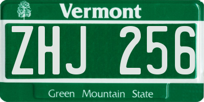 VT license plate ZHJ256