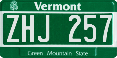 VT license plate ZHJ257