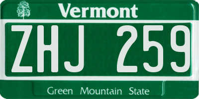 VT license plate ZHJ259