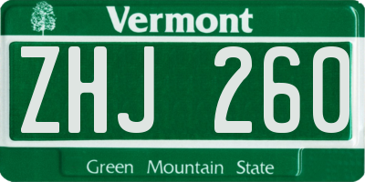 VT license plate ZHJ260